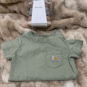 Carhartt Kids Sage Green Pocket Tee and a Moonkie toy NWT